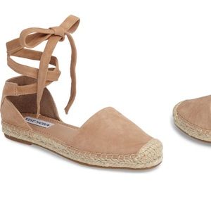 Steve Madden Rosette Ankle Wrap Espadrille Flat